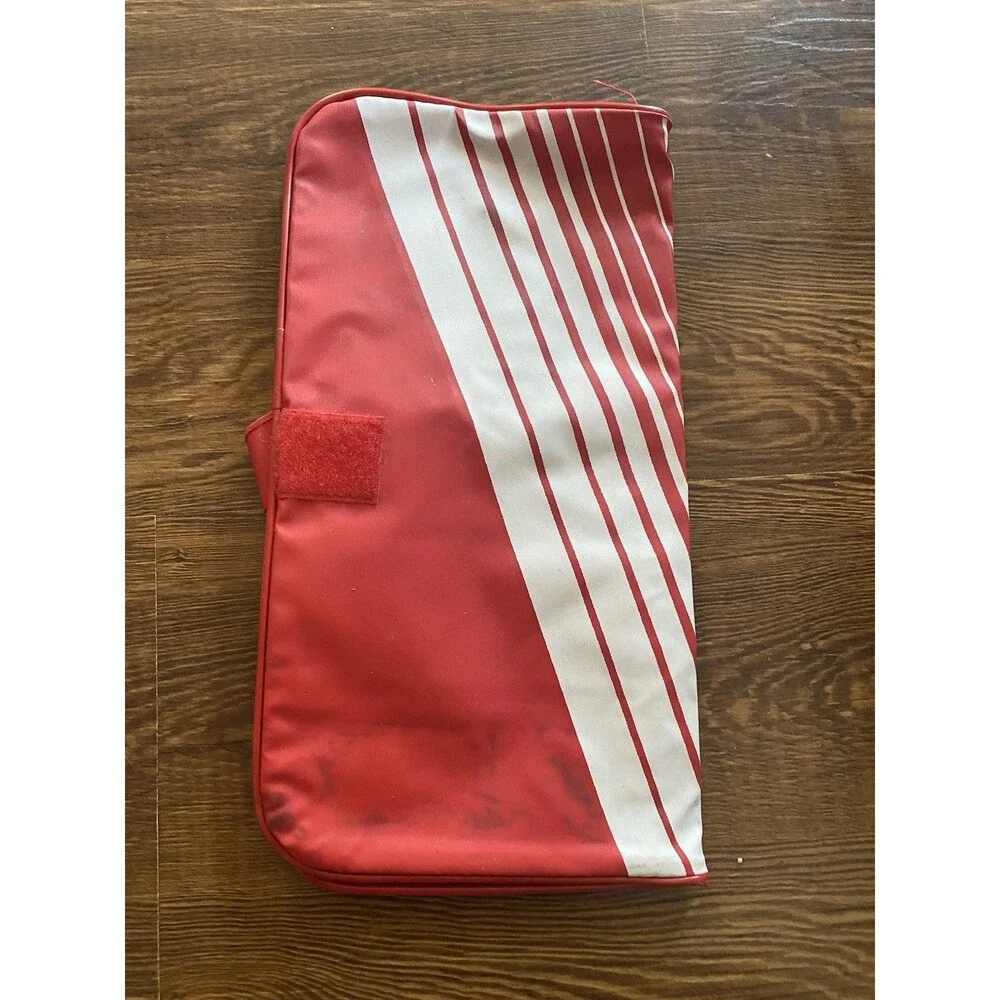 Vintage Globus Travel Organizer Red & White Vinyl 80s Airline Souvenir With Mult